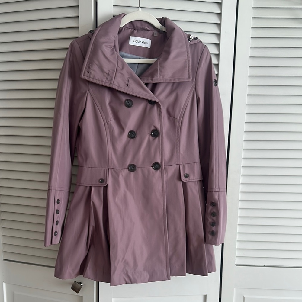 Calvin Klein Women's Purple Double-Breasted Coat